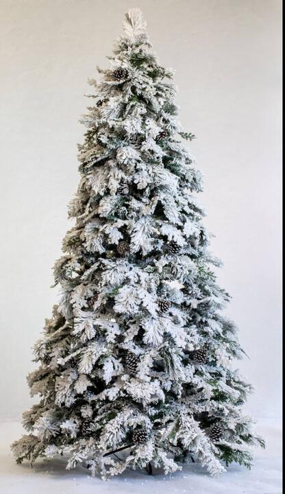 Snow-covered Christmas tree with cones 240 cm SP917A 