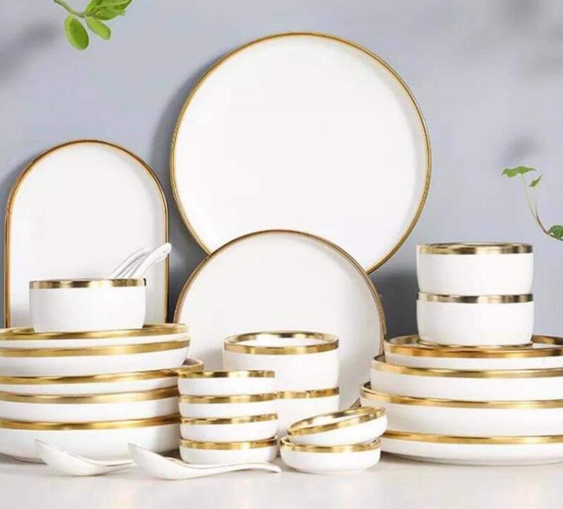 Tableware set Mora Ceramic 6 - person White Gold